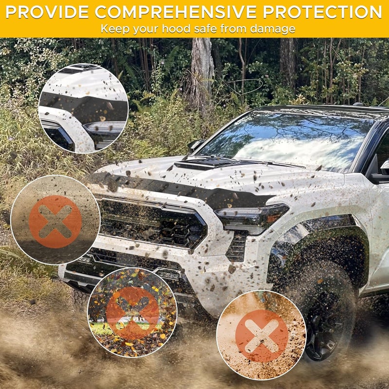 WASOFF Hood Protector Fit for Toyota Tacoma 2024 2025 4Runner Bugflector TPE Low Profile Hood Shield Bug Hood Deflector Fit for Toyota 4Runner 2025 Accessory Hood Guard for Tacoma Accessories 2024 - Image 3